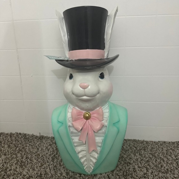Tophat & Tail XL Rabbit with Bust & Top Hat Figural Easter Spring Home Decor - Picture 1 of 5